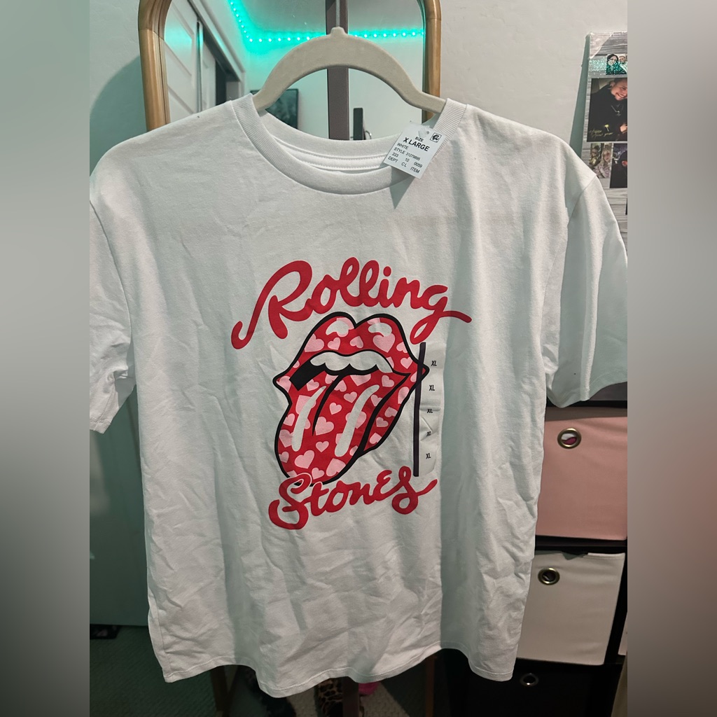 Girls Rolling Stones Valentines Day Oversized Graphic T-Shirt Size Xl Nwt